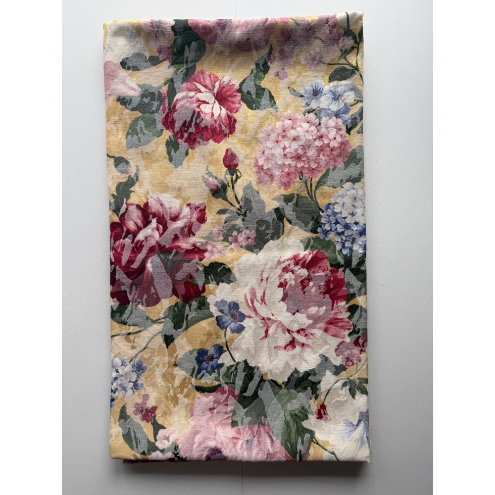 Vintage Floral Garden Tablecloth No Tag Approx 60"x100" English Cottagecore